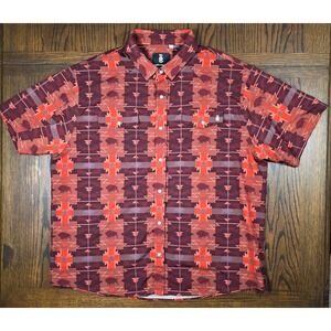 Raised By Coyotes Western Shirt Mens 2XL Red Aztec Buffalo Pearl Snap Cowboy